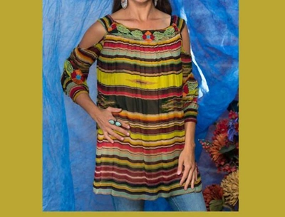 Vintage Collection Nature Saltillo Open Shoulder Tunic In Multi