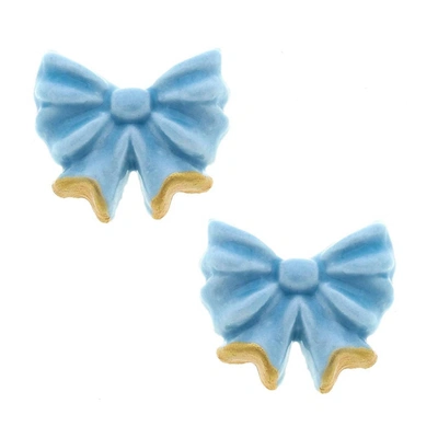 Canvas Style Lucy Porcelain Bow Stud Earrings In Blue