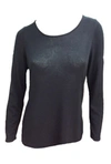 Angel Long Sleeve Scoop Neck Top In Black In Black
