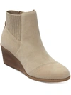 TOMS SADIE WOMENS SUEDE ROUND TOE WEDGE BOOTS