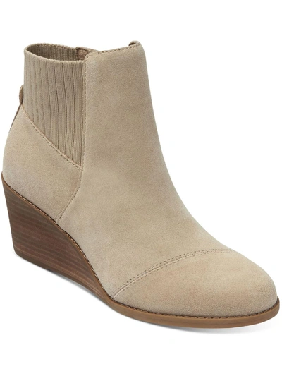 Toms Sadie Womens Suede Round Toe Wedge Boots In Beige