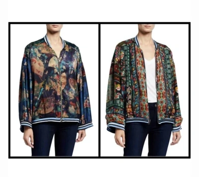 Johnny Was Fusai Reversible Bomber Jacket In Multi In Blue
