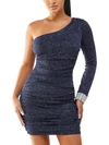 City Studio Juniors Womens Metallic One Shoulder Bodycon Dress In Multi