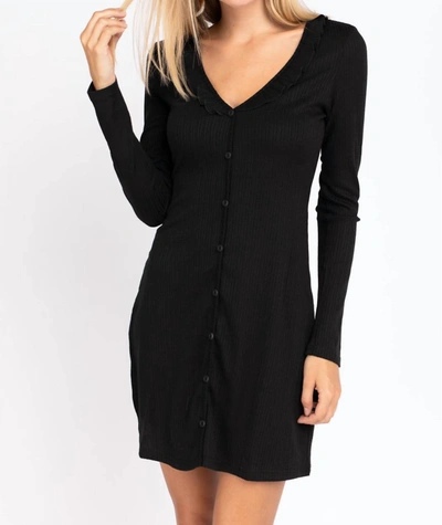 Le Lis Ribbed Long Sleeve Mini Dress In Black