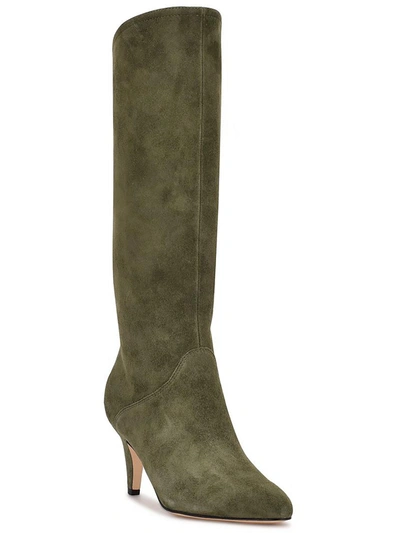 Nine West Buyah Womens Suede Pull On Mid-calf Boots In Green