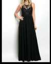 Maniju Lace Lattice Maxi Dress In Black In Black