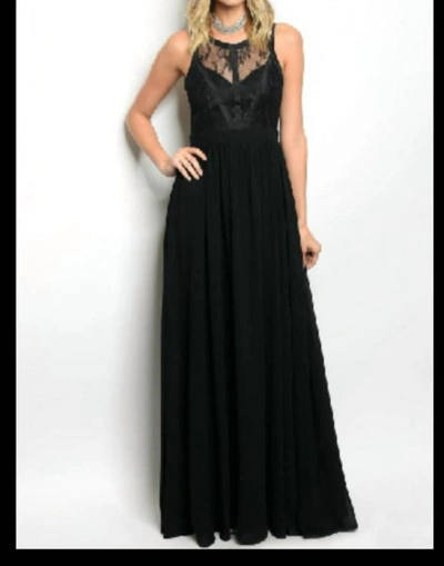 Maniju Lace Lattice Maxi Dress In Black