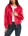 Moncler Hooded Jacket With Elastic Cuffs And Drawstring Hem In Pink