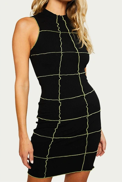 Pretty Garbage Exposed Stitch Stretch-modal Mini Dress In Black