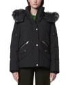 Andrew Marc Essential Water Resistant Down Puffer Faux Fur Hooded Jacket In Black