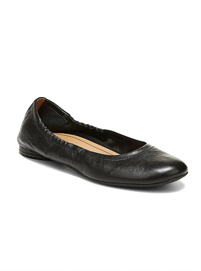 Vionic Alexa Womens Leather Slip On Ballet Flats In Black