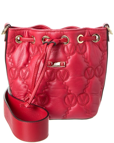 Valentino By Mario Valentino Jules Matelasse Leather Bucket Bag In Red