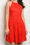Available Lace Mini Dress In Red In Red