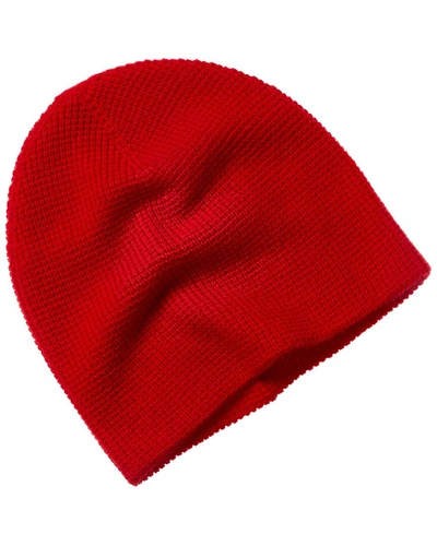 Amicale Cashmere Basic Cashmere Waffle Knit Double In Red