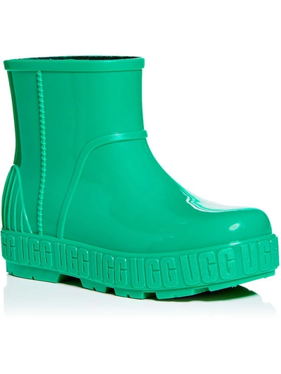 Ugg Drizlita Womens Patent Leather Ankle Rain Boots In Green