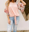 DAVI & DANI PATRICIA PATCHWORK TOP IN PEACH