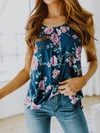 ANDREE BY UNIT CROWD CHARMER FLORAL CAP SLEEVE BLOUSE IN NAVY