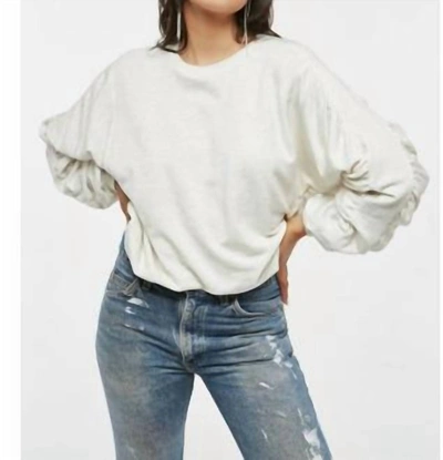 Project Social T Rouching Sleeve Top In White