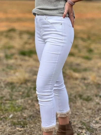 Charlie B Pull-on Jeans With Bow Detail In White