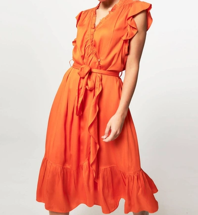 Frnch Valia Orange Midi Dress