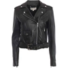 Michael Kors Crinkled Leather Moto Jacket In Black