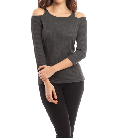 FRENCH KYSS LEAH OPEN SHOULDER TOP IN GRAY