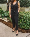 Black Tape Mesh Trim V-neck Tank In Black In Black