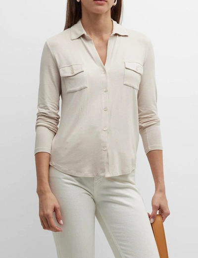 Majestic Soft Touch Pocket Shirt In Milk In White