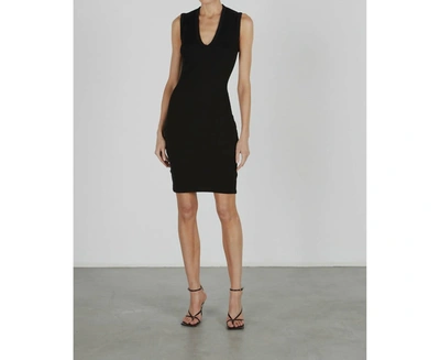 Enza Costa Puckered Knit U-neck Dress In Black