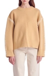 ENGLISH FACTORY WHIPSTITCH ACCENT CREWNECK SWEATER