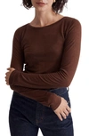 Madewell Sheer Long Sleeve T-shirt In Hot Cocoa