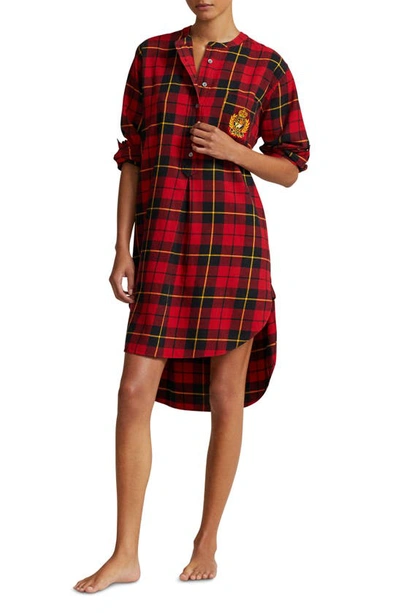 Polo Ralph Lauren Plaid Cotton Flannel Sleep Tunic In Wallace Plaid