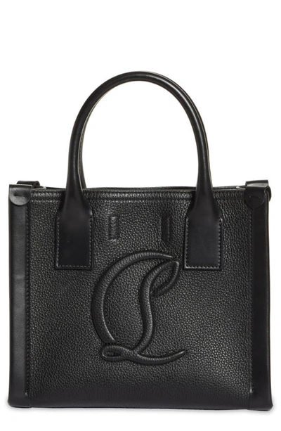Christian Louboutin Mini By My Side Grained Leather East/west Tote In Black/ Black/ Black