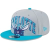 NEW ERA NEW ERA GRAY/TEAL CHARLOTTE HORNETS TIP-OFF TWO-TONE 9FIFTY SNAPBACK HAT