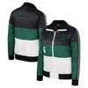 THE WILD COLLECTIVE THE WILD COLLECTIVE  GREEN MICHIGAN STATE SPARTANS COLOR-BLOCK PUFFER FULL-ZIP JACKET