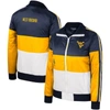 THE WILD COLLECTIVE THE WILD COLLECTIVE  GOLD WEST VIRGINIA MOUNTAINEERS COLOR-BLOCK PUFFER FULL-ZIP JACKET