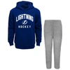 OUTERSTUFF TODDLER BLUE/HEATHER GRAY TAMPA BAY LIGHTNING PLAY BY PLAY PULLOVER HOODIE & PANTS SET