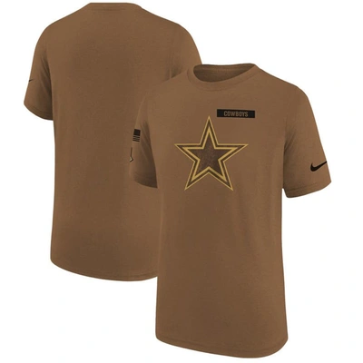 NIKE YOUTH NIKE  BROWN DALLAS COWBOYS 2023 SALUTE TO SERVICE LEGEND T-SHIRT
