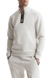 Reiss Hale - Off White Contrast Half-zip Funnel Neck Jumper, Xs