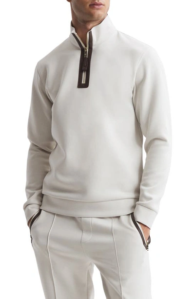 Reiss Off White Contrast Half-zip Funnel Neck Jumper In Off White