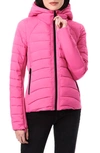 Bernardo Hooded Quilted Water Repellent Jacket In Vibrant Pink