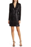 ELIZA J SEQUIN LONG SLEEVE TUXEDO COCKTAIL DRESS