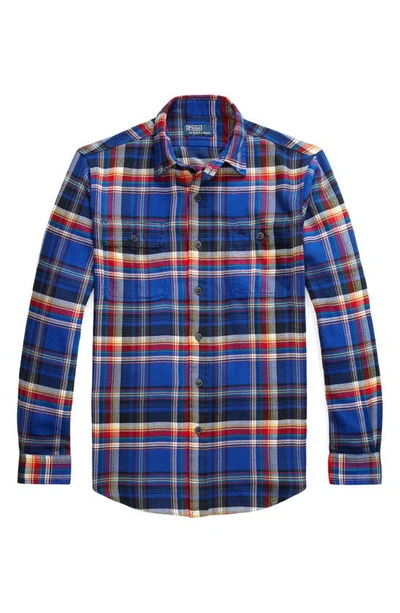 Polo Ralph Lauren Plaid Check-pattern Cotton Shirt In Blue