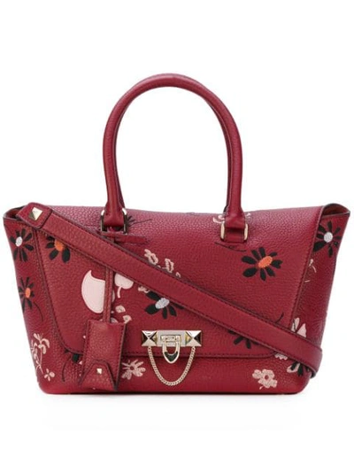 Valentino Garavani Demilune Floral-print Double-handle Small Satchel Bag In Ruby