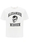ALEXANDER MCQUEEN ALEXANDER MCQUEEN T-SHIRT WITH VARSITY LOGO AND SKULL PRINT MEN