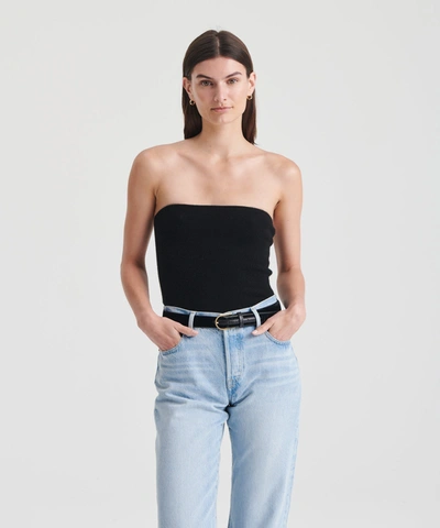 Naadam Cashmere Ribbed Tube Top In Black