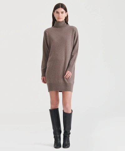 Naadam Cashmere Turtleneck Dress In Heathered Brown