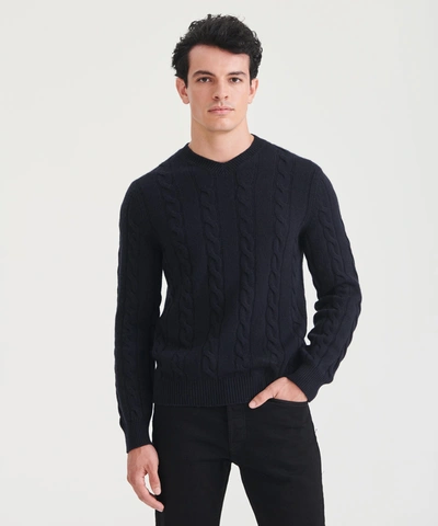 Naadam Cashmino Cable V-neck Sweater In Navy