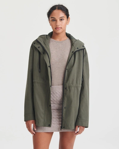 Naadam Hooded Raincoat With Removable Lining In Olive