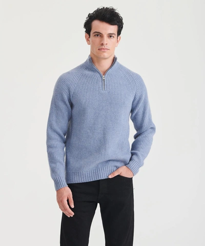 Naadam Luxe Cashmere Fisherman Quarter Zip In Medium Blue